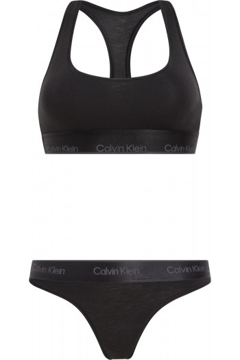 Calvin Klein 000QF8000E-UB1, Γυναικείο Σετ εσώρουχα με Κυλοτάκι String  , ΜΑΥΡΟ